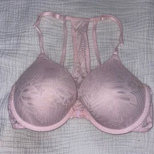 Lace light pink t shirt bra